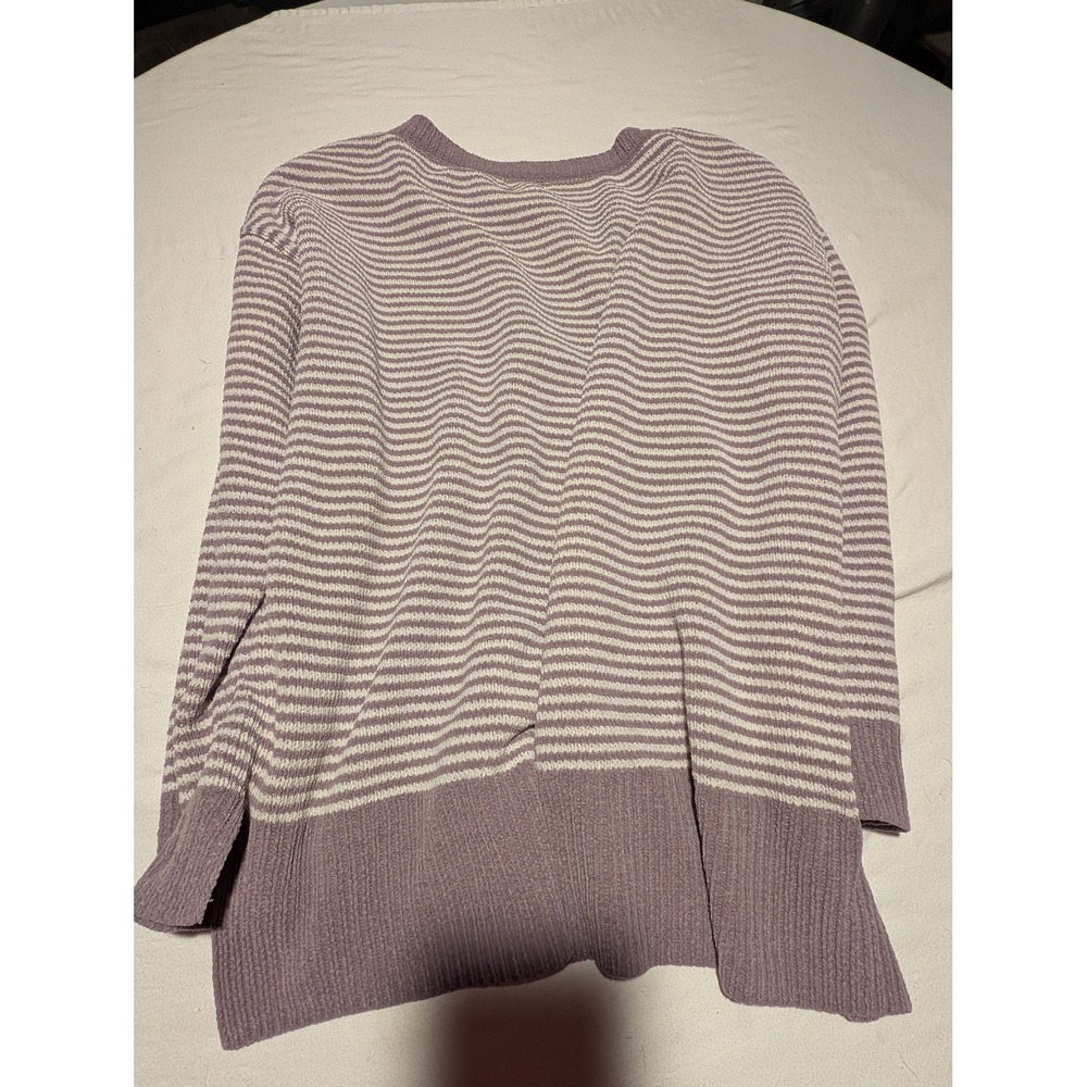 Jones New York Signature Mauve Striped Chenille Sweater Womens XL Crew Neck - Picture 3 of 5